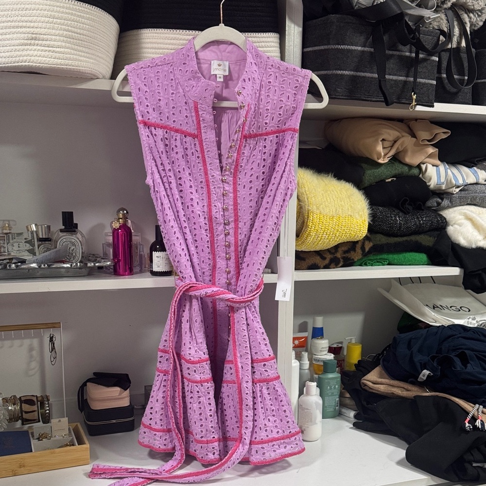 Lavender Eyelet Sleeveless Mini Dress - Picture 2 of 4